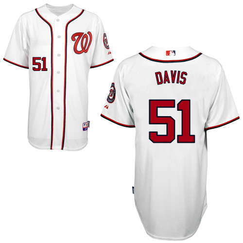 Erik Davis #51 Youth Baseball Jersey-Washington Nationals Authentic Home White Cool Base MLB Jersey